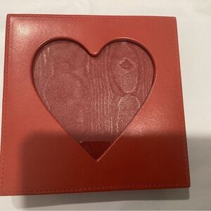 Neiman Marcus vintage Red Leather heart photo frame with satin back. Pre-owned